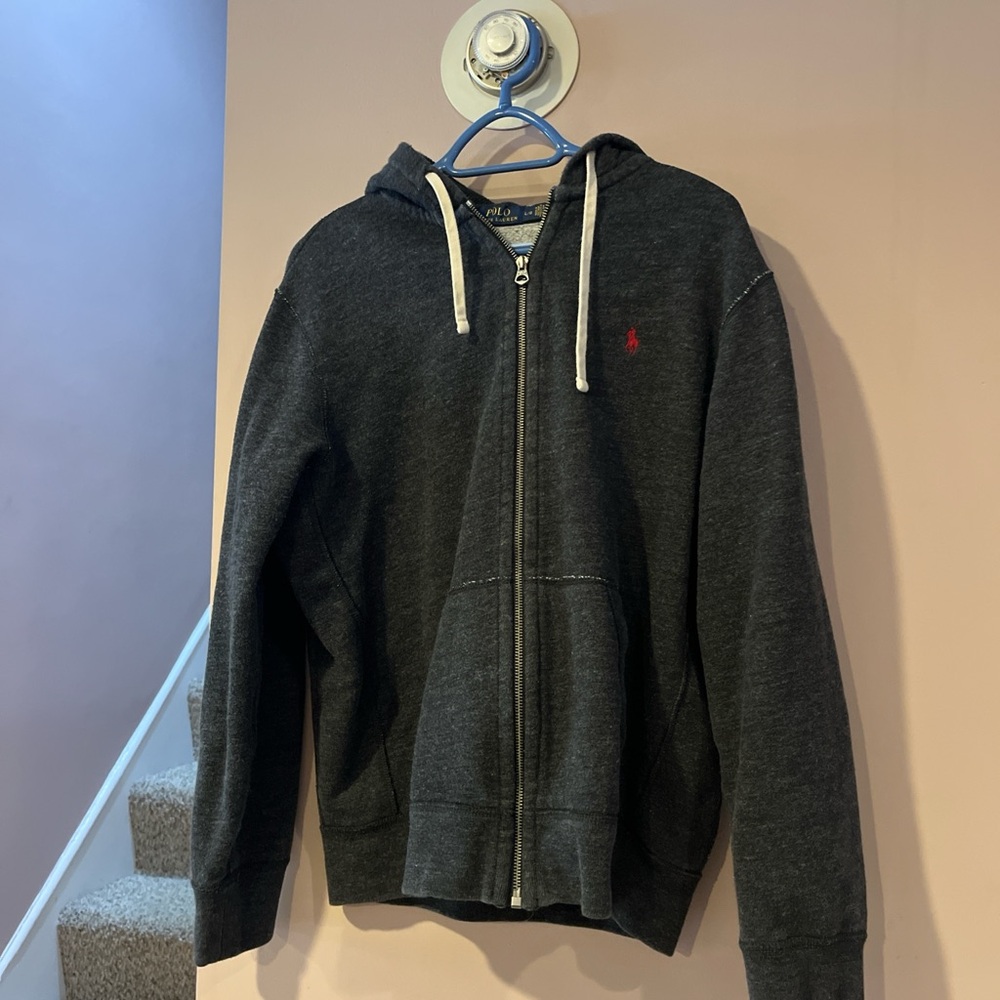 Ralph Lauren Charcoal Hoodie with Cream Accents